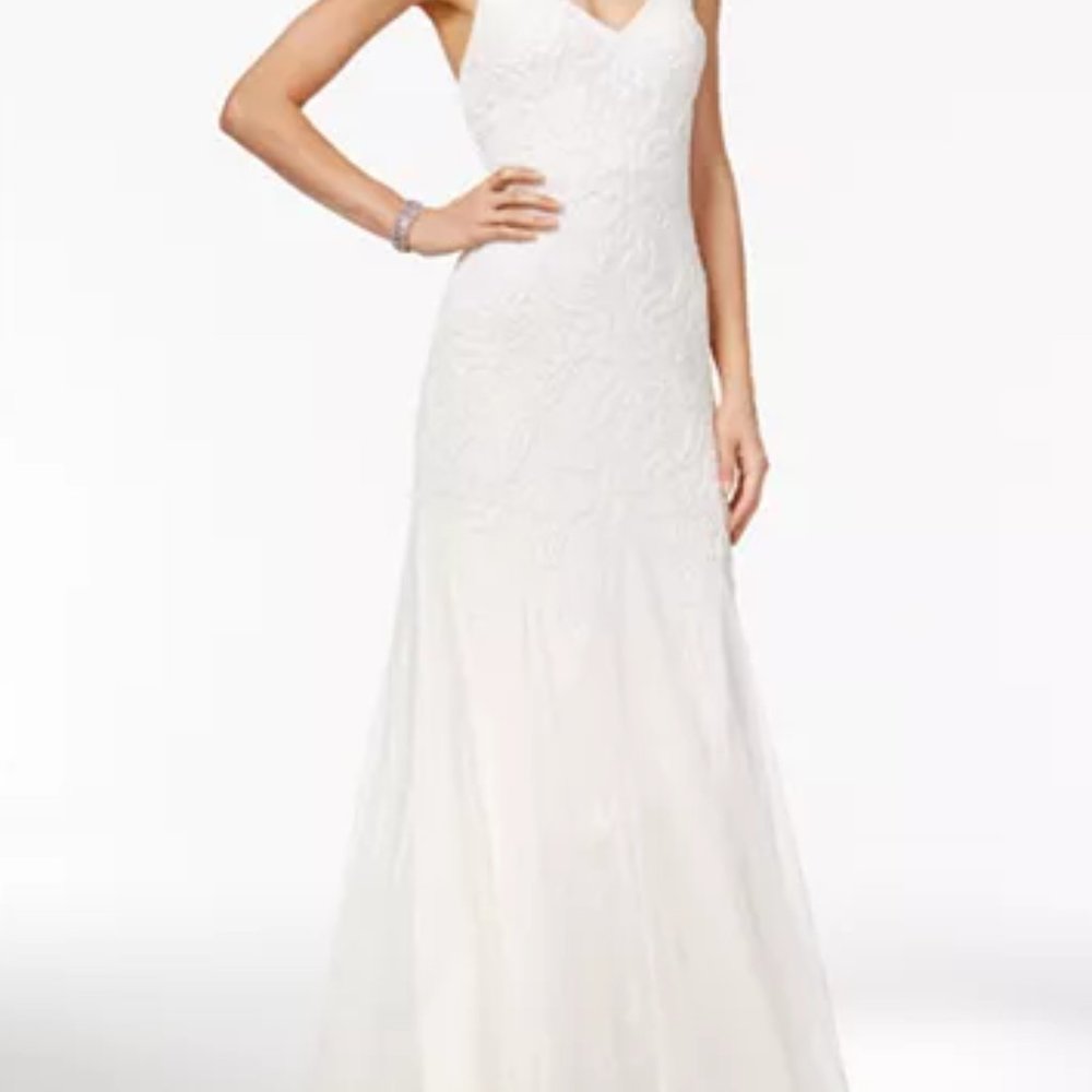 Adrianna Papell Beaded Tulle A-Line Gown - Picture 6 of 6